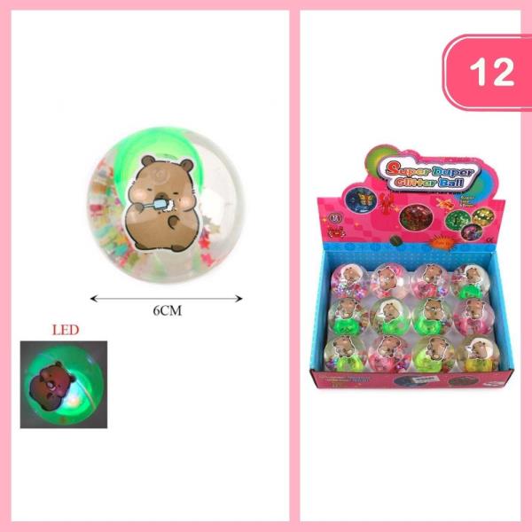 LIGHT UP CAPYBARA  SUPER DUPER GLITTER BALL (12 UNITS)