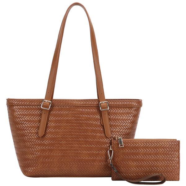 2IN1 TEXTURED TOTE BAG W CLUTCH SET