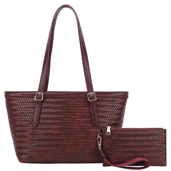 2IN1 TEXTURED TOTE BAG W CLUTCH SET