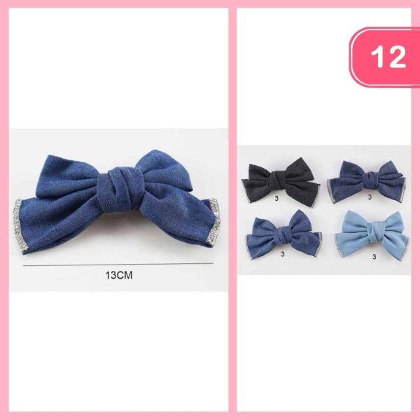 DENIM HAIR BOW (12 UNITS)