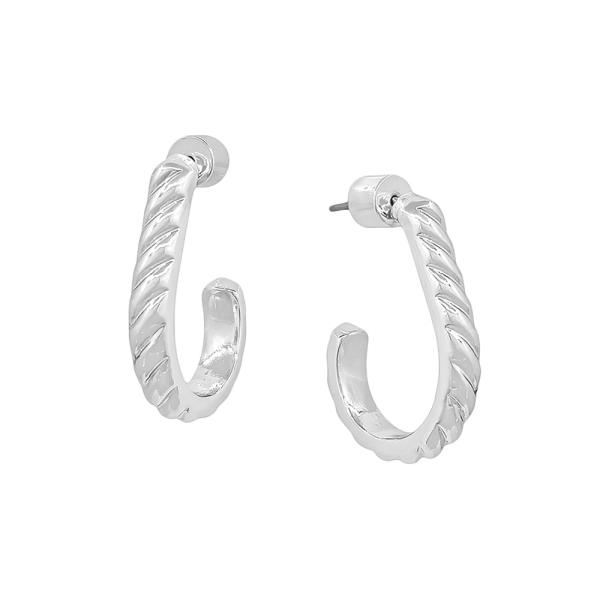 1" TEARDROP WAVE TEXTURED HOOP EARRINGS