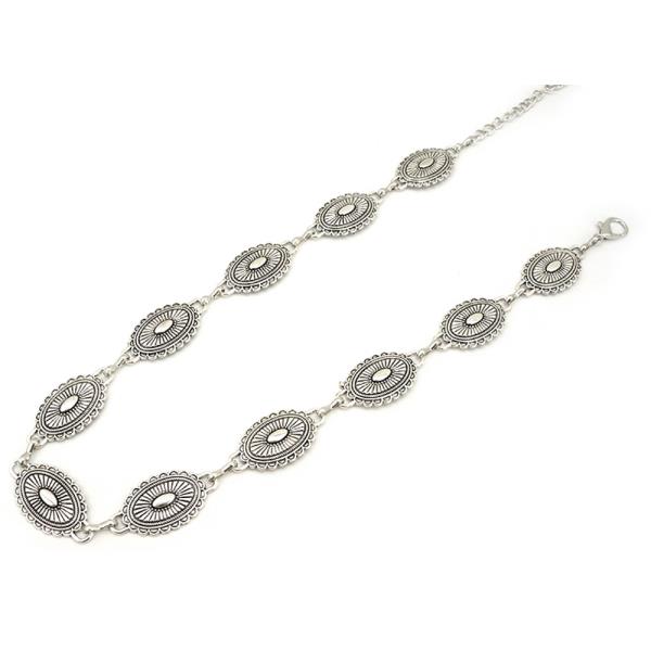 WESTERN METAL FLORAL OVAL CONCHO CHAIN BELT