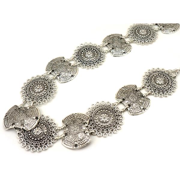 WESTERN METAL FLORAL DISC CONCHO CHAIN BELT