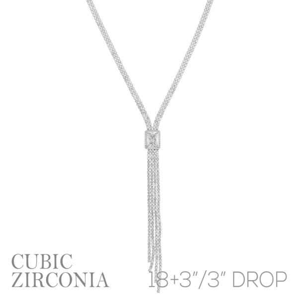 CZ RHINESTONE RADIANT LARIAT Y NECKLACE