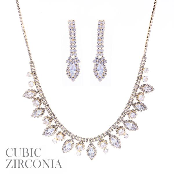 CZ NAVETTE NECKLACE SET