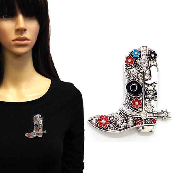 DECORATIVE COWBOY BOOT BROOCH