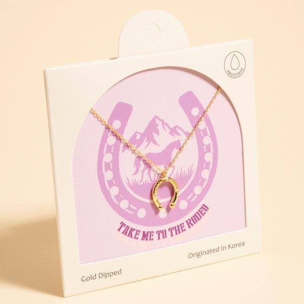 HORSESHOE SHAPED GOLD-DIPPED PENDANT SHORT NECKLACE