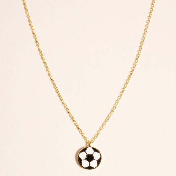SOCCER BALL SHAPED GOLD-DIPPED PENDANT SHORT NECKLACE