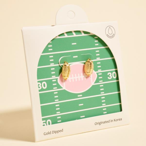 RUGBY BALL / FOOTBALL SHAPED GOLD-DIPPED 925 SILVER POST EARRING