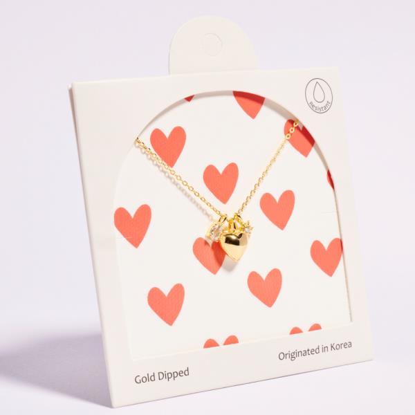 HEART SHAPED GOLD-DIPPED PENDANT SHORT NECKLACE