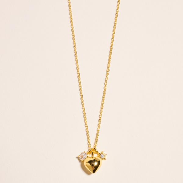 HEART SHAPED GOLD-DIPPED PENDANT SHORT NECKLACE