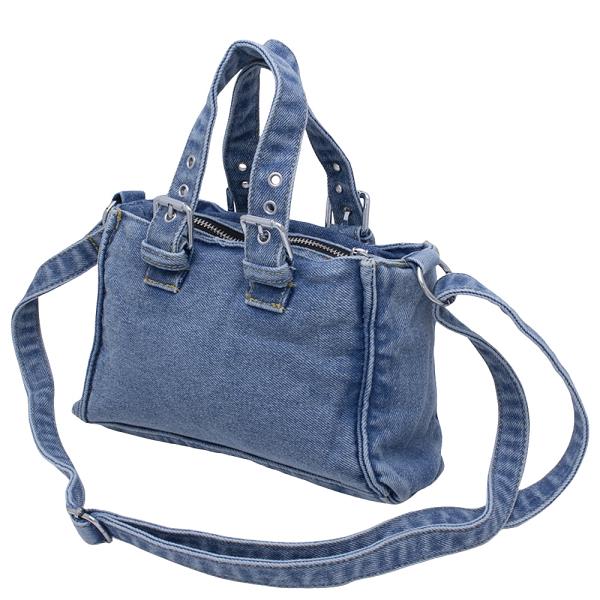 DENIM DESIGN TEXTURE SATCHEL BAG