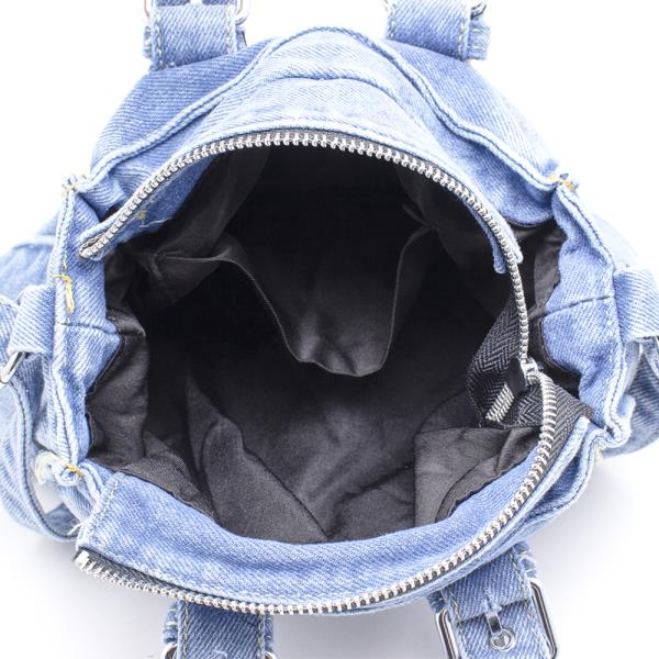 DENIM DESIGN TEXTURE SATCHEL BAG