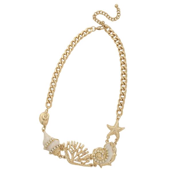 SEA LIFE DECORATED STATEMENT CHAIN LINK NECKLACE EARRING SET