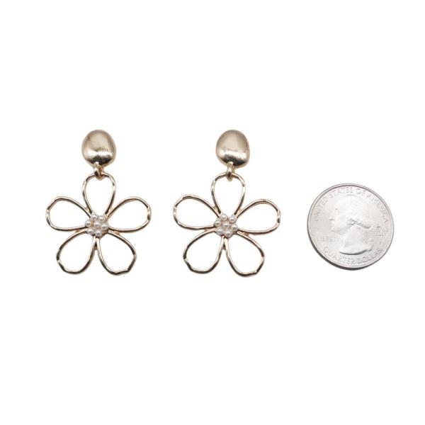 METAL OPEN FLORAL DROP EARRING