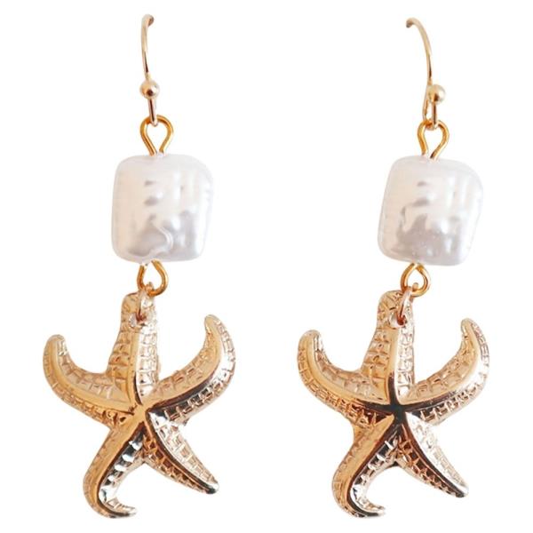 SEA LIFE STARFISH PEARL DROP EARRING
