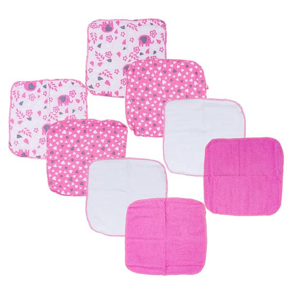 8PC LITTLE BEGINNINGS WASHCLOTHS PINK SET