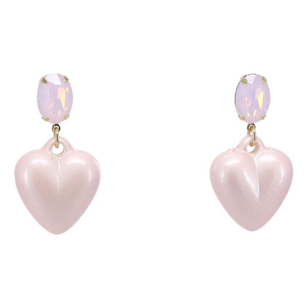 CRYSTAL STONE HEART DROP EARRING