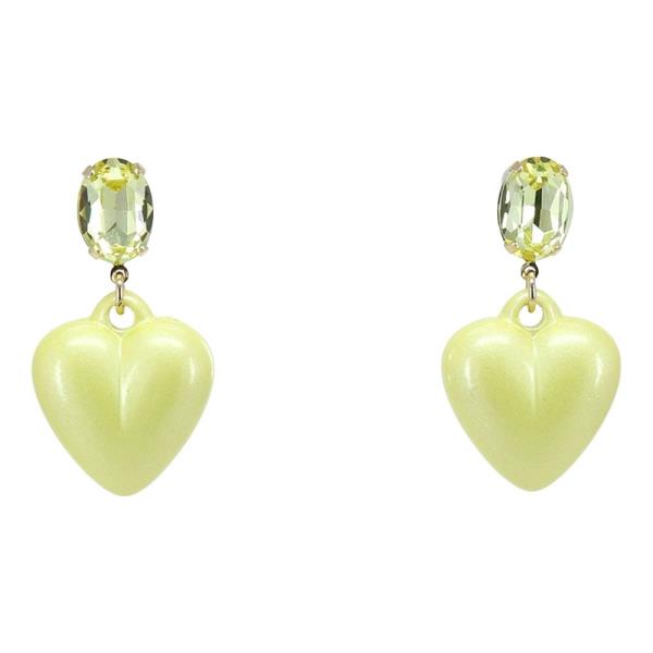 CRYSTAL STONE HEART DROP EARRING