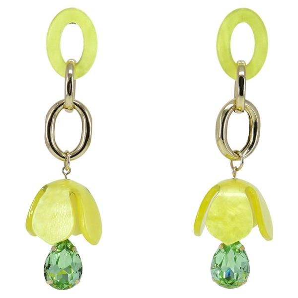 RESIN STONE OVAL LINK DROP EARRING