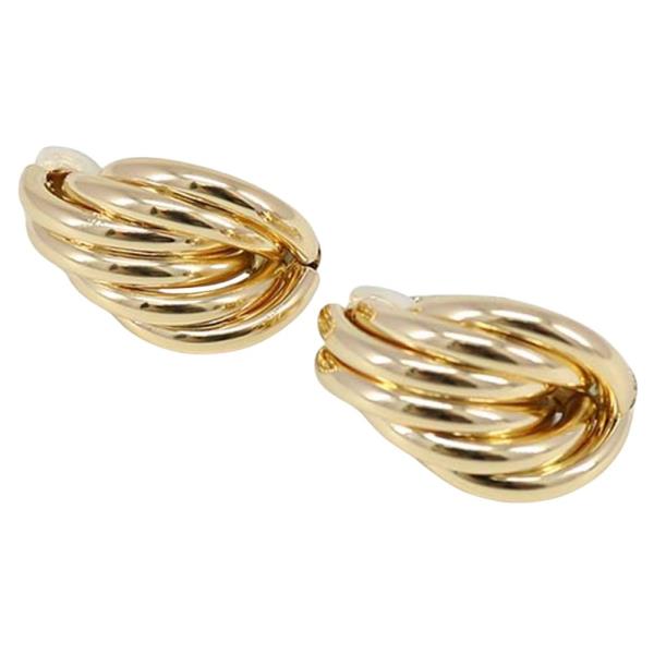 METAL RIBBED PUFFY HOOP CLIP ON EARRING