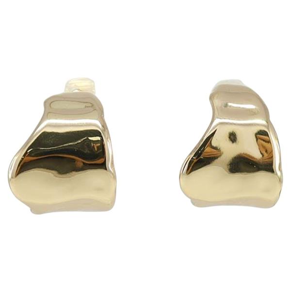 METAL PUFFY ABSTRACT C HOOP CLIP ON EARRING