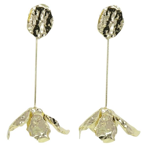 METAL OVAL DISC BAR DROP EARRING