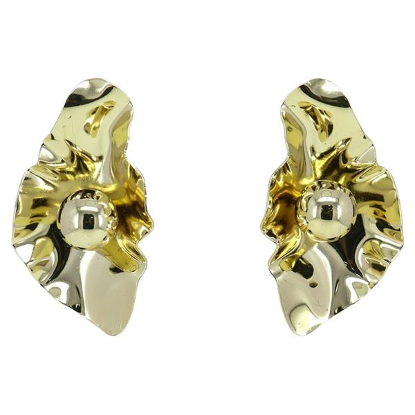 METAL ABSTRACT FLORAL STUD EARRING