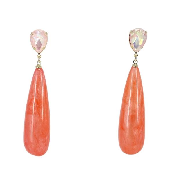 RESIN STONE TEARDROP DROP EARRING
