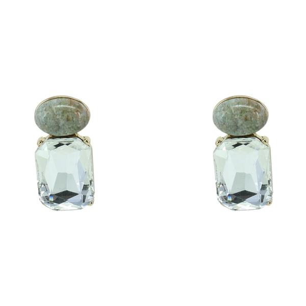 CRYSTAL STONE SQUARE STUD EARRING