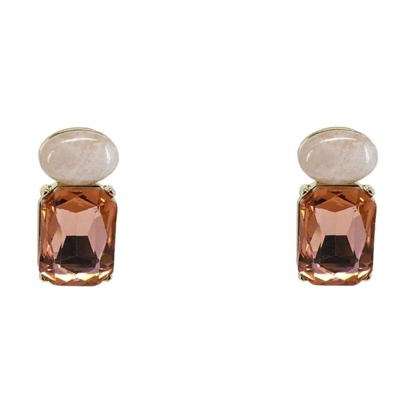 CRYSTAL STONE SQUARE STUD EARRING