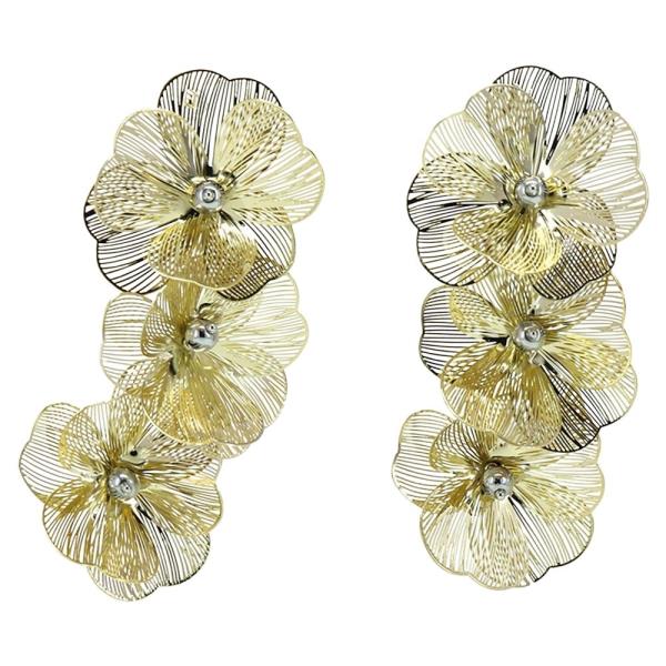 METAL FLORAL MULTI DROP EARRING