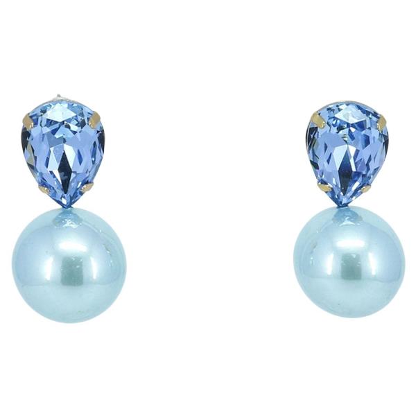 CRYSTAL STONE PEARL DROP EARRING