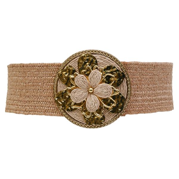 CENTER FLOWER STRAW BELT