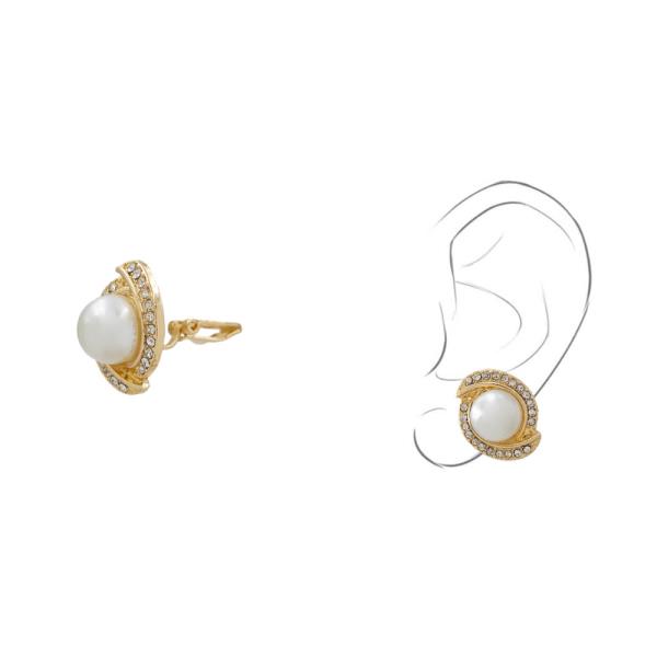 PEARL RHINESTONE CLIP ON EARRING