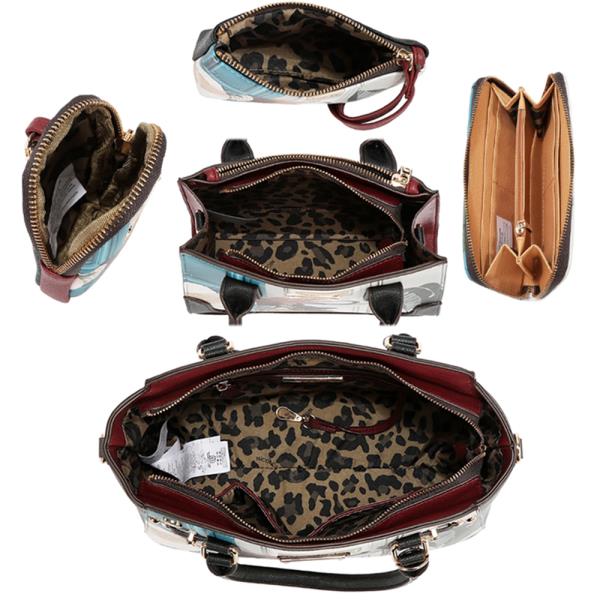 NICOLE LEE EMOTION TOTE BAG W CROSSBODY POUCH COIN PURSE AND WALLET 5PC SET