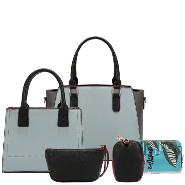 NICOLE LEE EMOTION TOTE BAG W CROSSBODY POUCH COIN PURSE AND WALLET 5PC SET