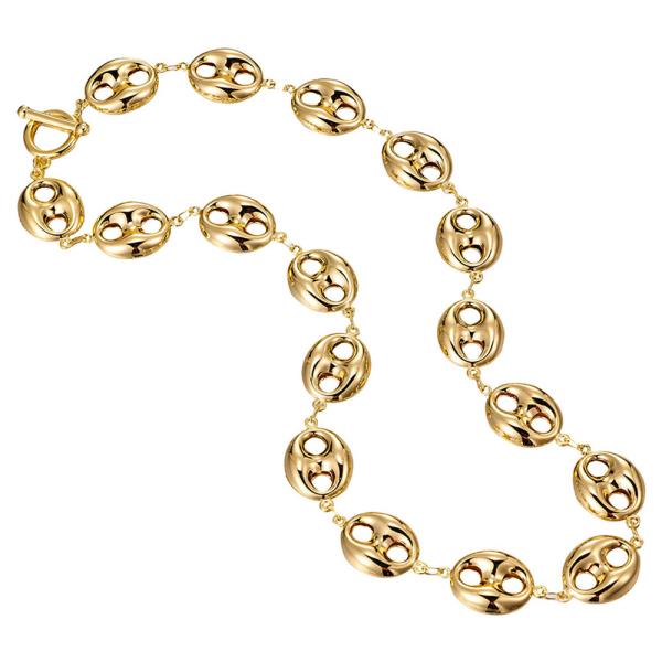 ALL AROUND HOLLOW PUFF ANCHOR LINK NECKLACE