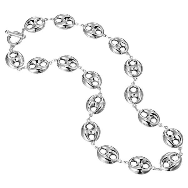 ALL AROUND HOLLOW PUFF ANCHOR LINK NECKLACE