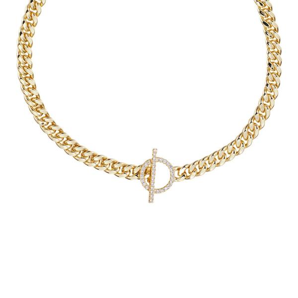 CURB LINK & CZ TOGGLE LOCK NECKLACE