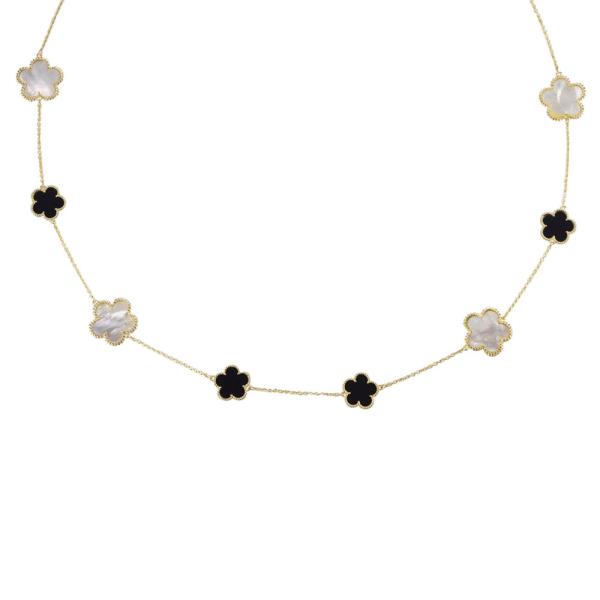 MOP & ONYX FLOWER NECKLACE