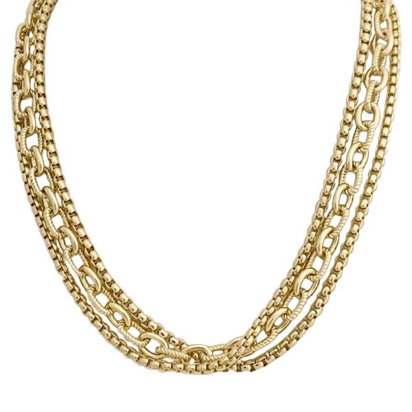 3 ROW GP LAYERED NECKLACE