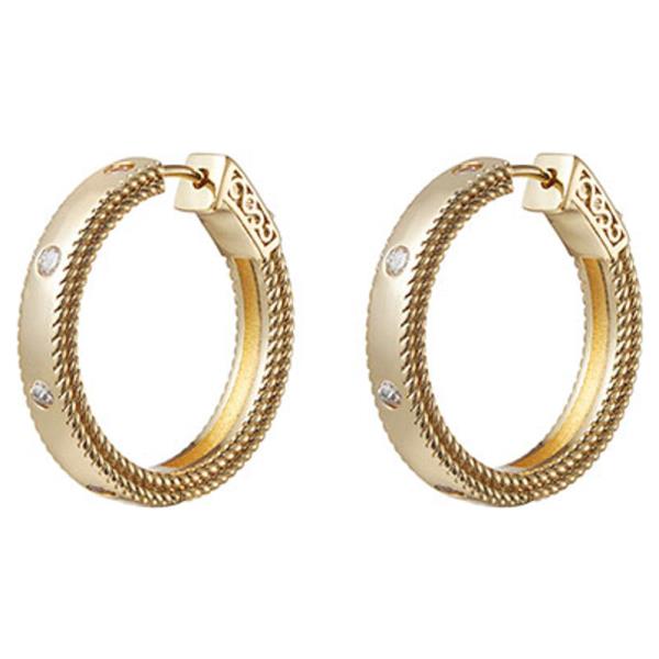 CZ  PUSH LOCK HOOP EARRING