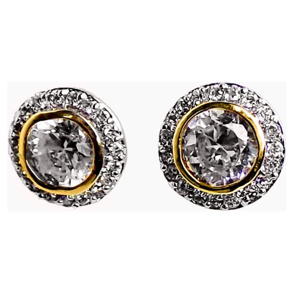 TWO TONE CZ EARRING