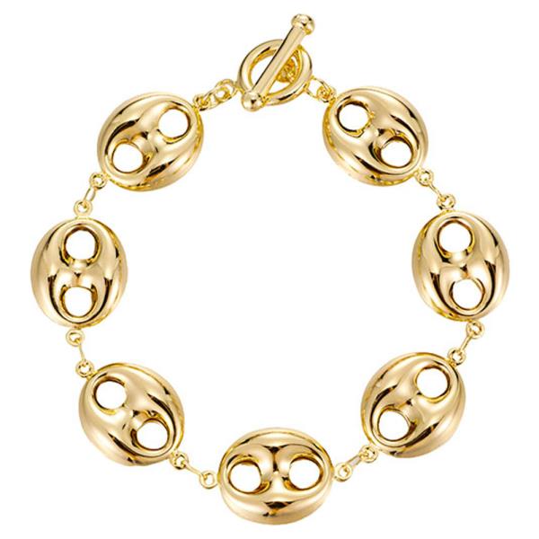 HOLLOW PUFF ANCHOR LINK BRACELET W/ TOGGLE LOCK