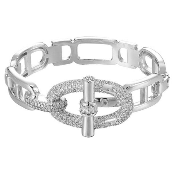 CZ PUSH LOCK BANGLE BRACELET
