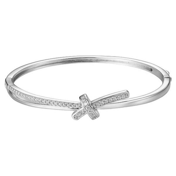 CZ PUSH LOCK BANGLE BRACELET