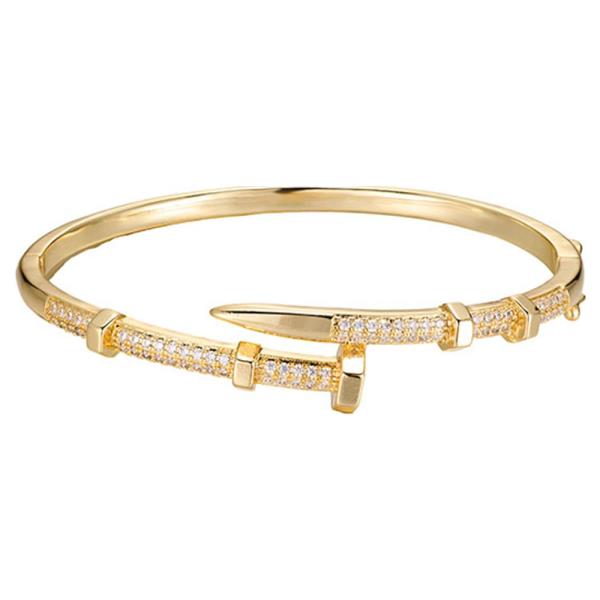 CZ PUSH BUTTON LOCK BANGLE BRACELET