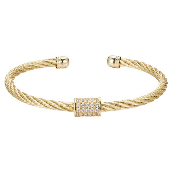 STEEL CABLE W/ GP SMALL CZ BAR BRACELET