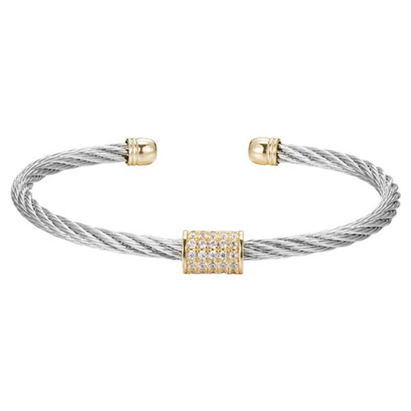 STEEL CABLE W/ GP SMALL CZ BAR BRACELET